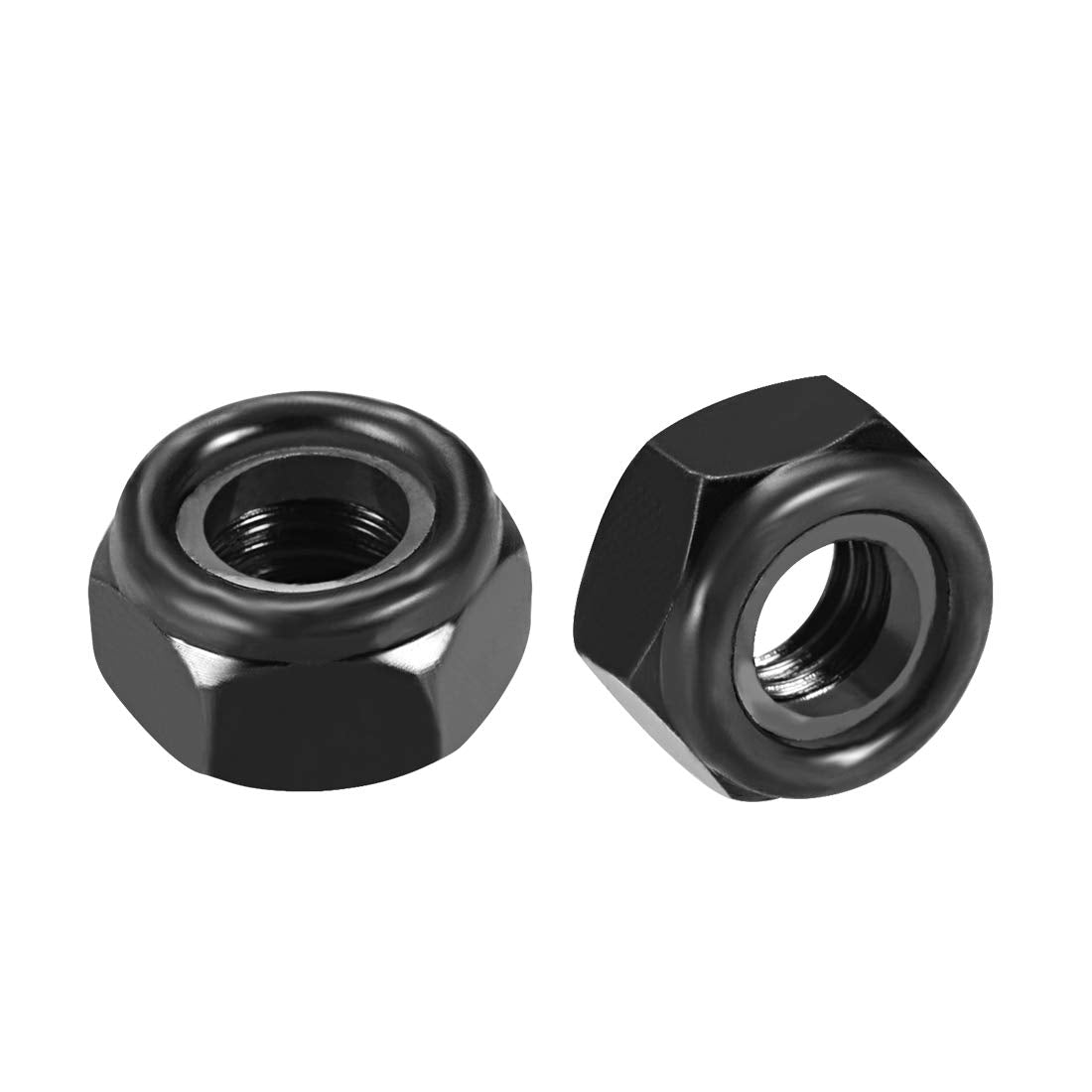 Hex Lock Nuts - M10 x 1.5mm Carbon Steel Nylon Insert Self-Locking Nuts for Fasteners, 10Pcs Black