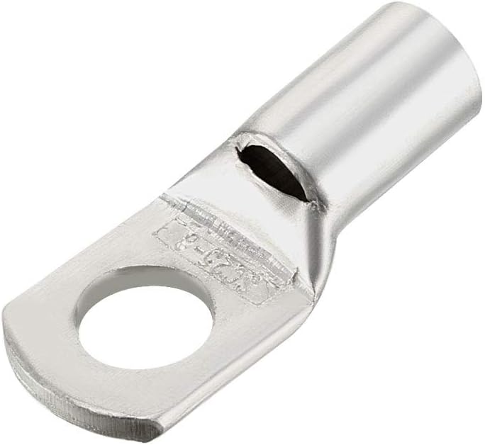 Copper Wire Lugs,3AWG SC25-8,Bolt Hole,Battery Cable Ends Eyelets Crimp Tubular Ring Terminals Connectors Silver Tone 50Pcs