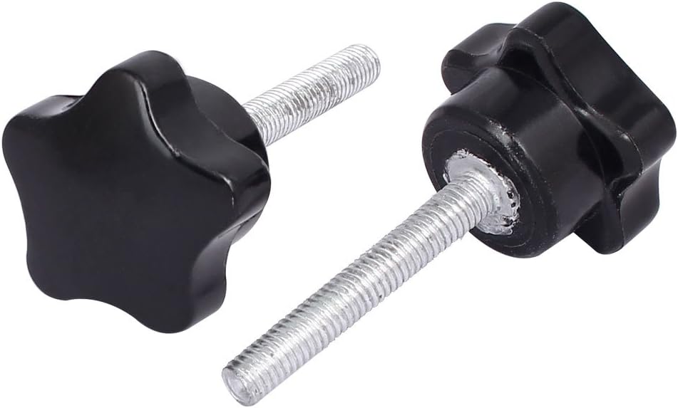 M6 x 40mm Plastic Star Head Screw Bolts Clamping Knobs Grips Black 2pcs
