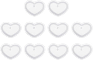 10 Pcs Large Heart Resin Keychain Moulds, Silicone Epoxy Mould Kit with Hole for Pendant Keychains Ornament Jewelry Art Crafts Making DIY Crafts, White