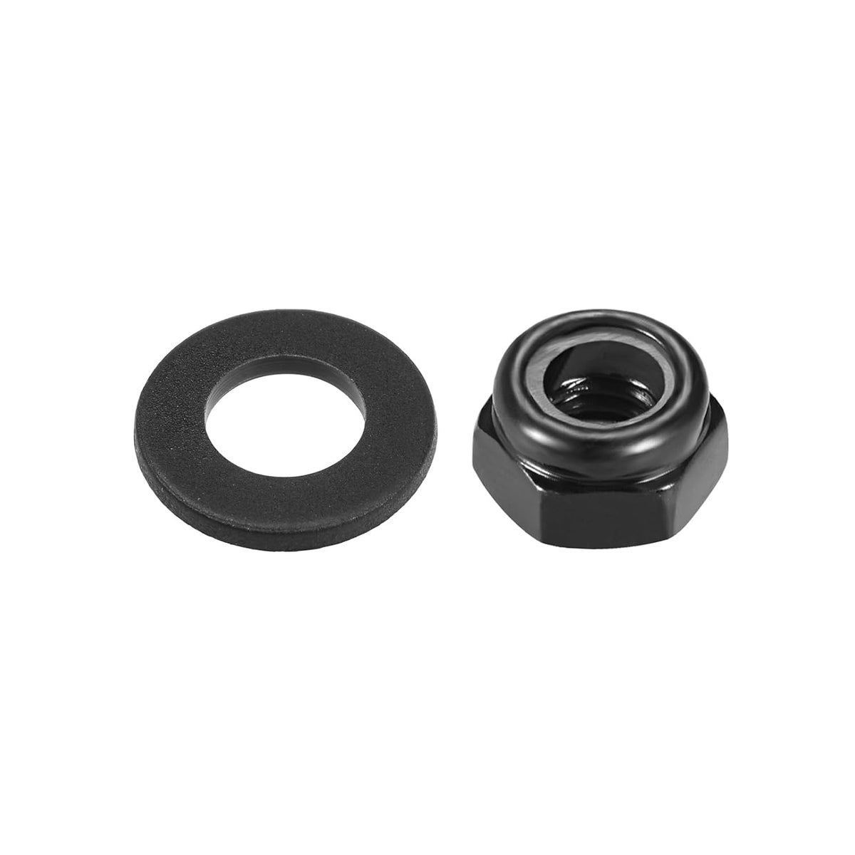 M5 Nylon Insert Hex Lock Nuts Carbon Steel Black Zinc with Washers 50in1 Set