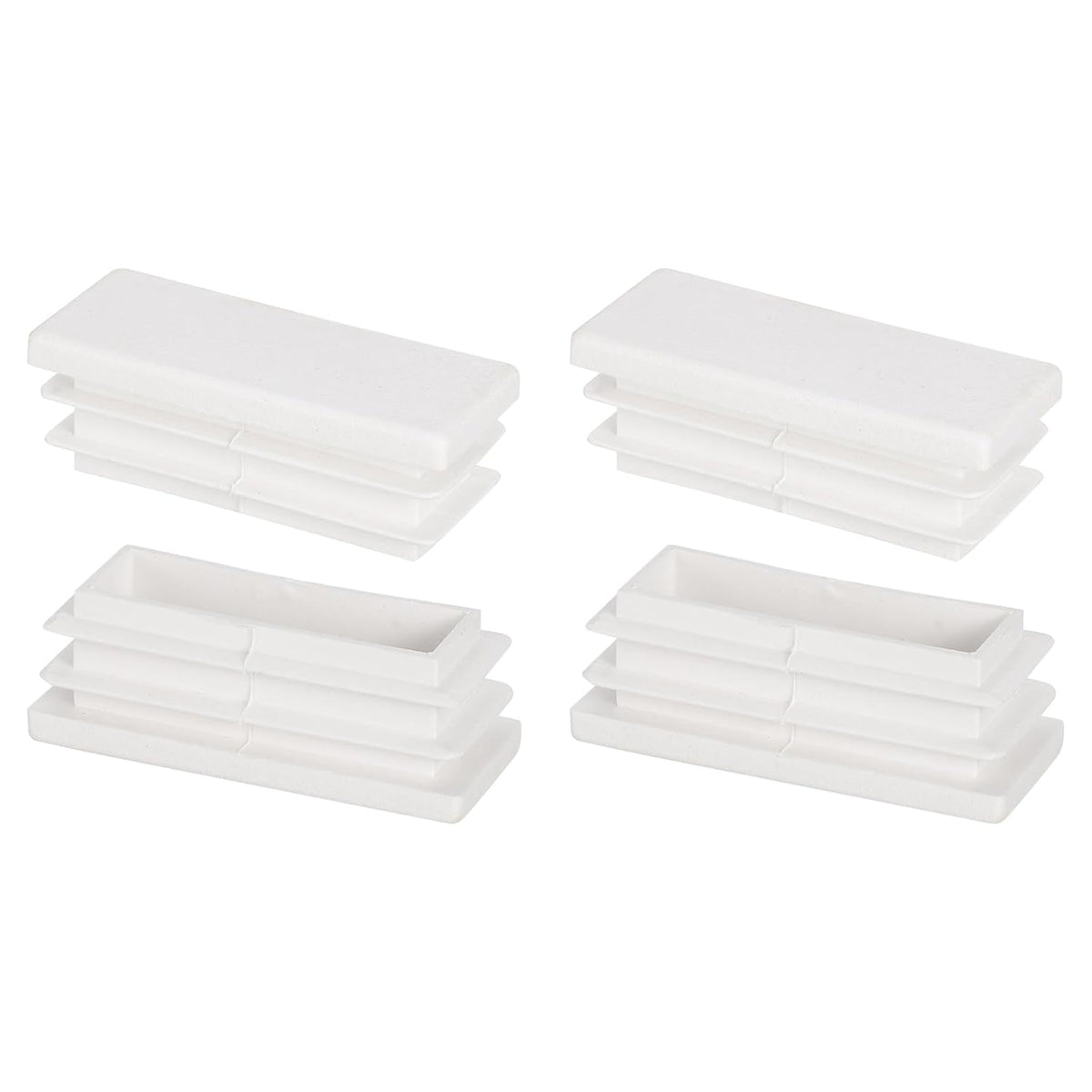 2 x 0.8 Inch Rectangle Plastic Plug, 4 Pcs White Pipe Tubing End Cap Plastic Plug Cap Insert Glide Insert for Metal Tubing Fence Table Chairs Furniture, White