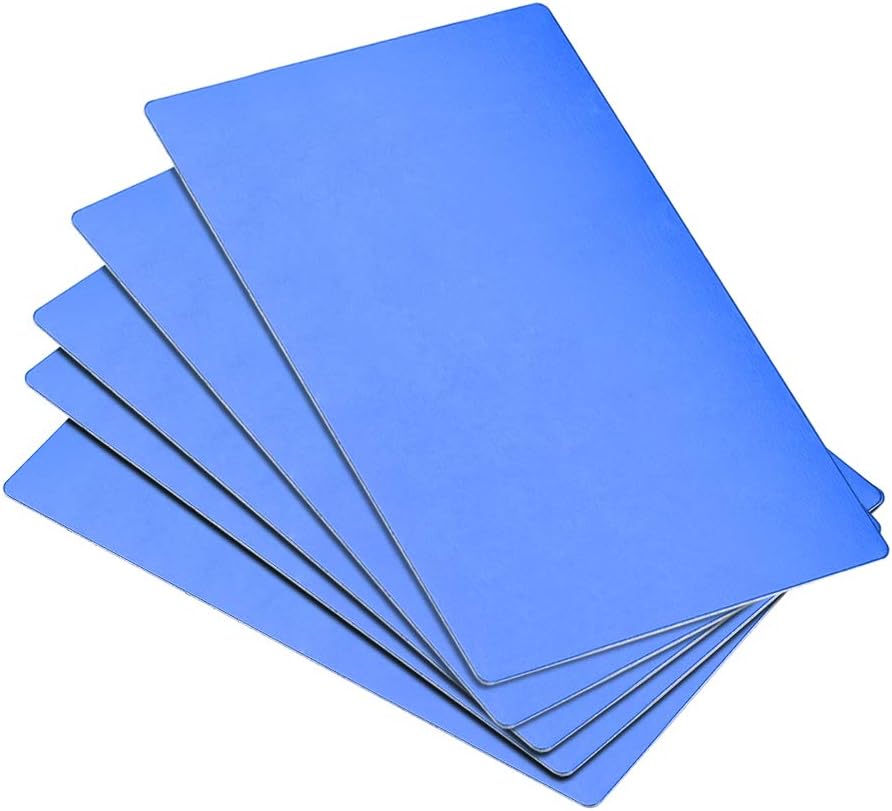 LinkMejor Blank Metal Card 100x60x0.6mm Anodized Aluminum Plate for DIY Laser Printing Engraving Blue 5 Pcs