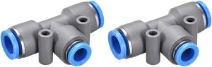 Push to Connect Fittings T Type Tee Tube Connect 10-8mm OD Grey Push Lock 2Pcs