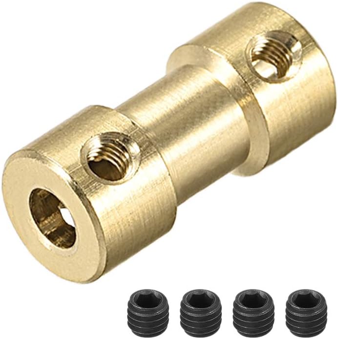 3mm to 3mm Bore Rigid Coupling, 20mm Length 9mm Diameter, Copper Shaft Coupler Connector, Brass Tone 4Pcs