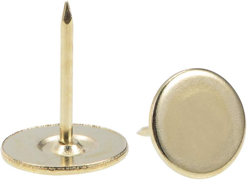 Upholstery Nails Tacks 16mmx20mm Flat Head Furniture Nails Gold Tone for Furniture Sofa Headboards, 60 Pcs