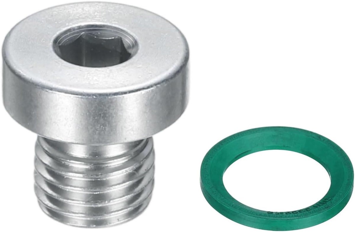 M8x1 Inner Hex Head Pipe Fitting Plug, Universal 304 Stainless Steel Thread Socket Plug with Green O-Ring for Terminate Pipe Ends or Replacement Drains