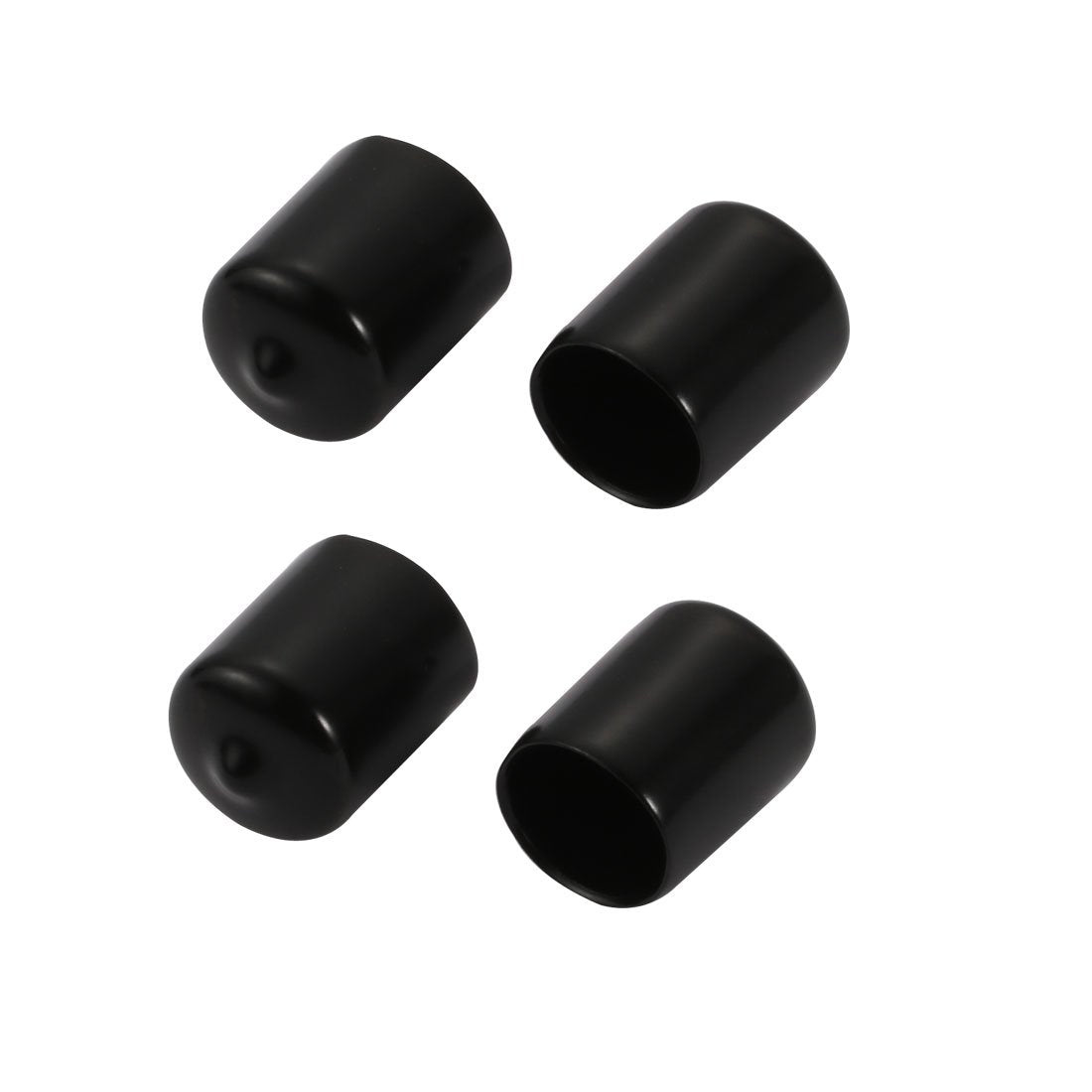 4Pcs 18mm Inner Dia PVC Flexible Vinyl End Cap Screw Protector Cover Black