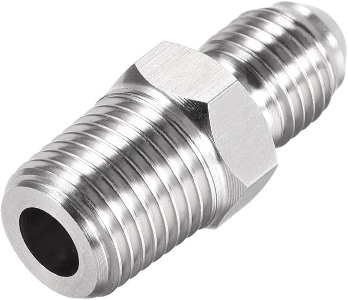 Hex Nipple 1/4 NPT X 7/16-20UNF 304 Stainless Steel Pipe Tube Fitting