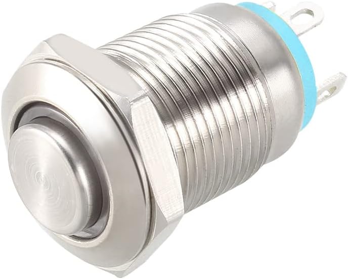 Momentary Metal Push Button Switch High Head 12mm Mounting Dia 1NO 24V Blue LED Light