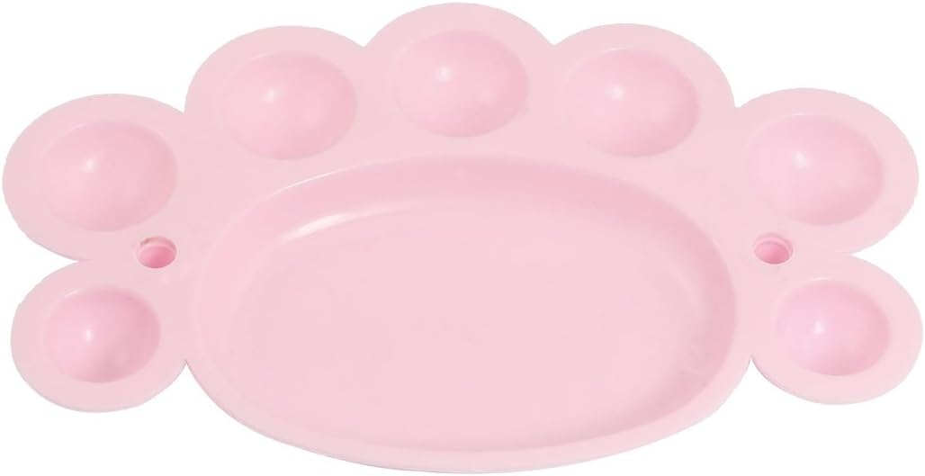 LinkMejor Plastic Watercolor Paint Plate Tray Mixing Palette Pink