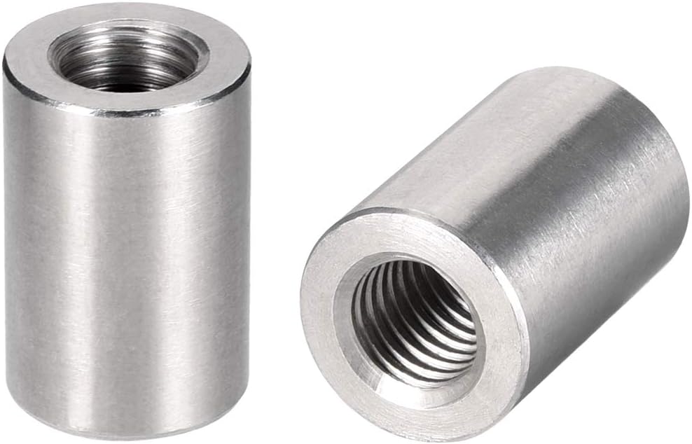Round Connector Nuts, M12x30mm Height Sleeve Rod bar Stud Nut Stainless Steel 304, Pack of 10