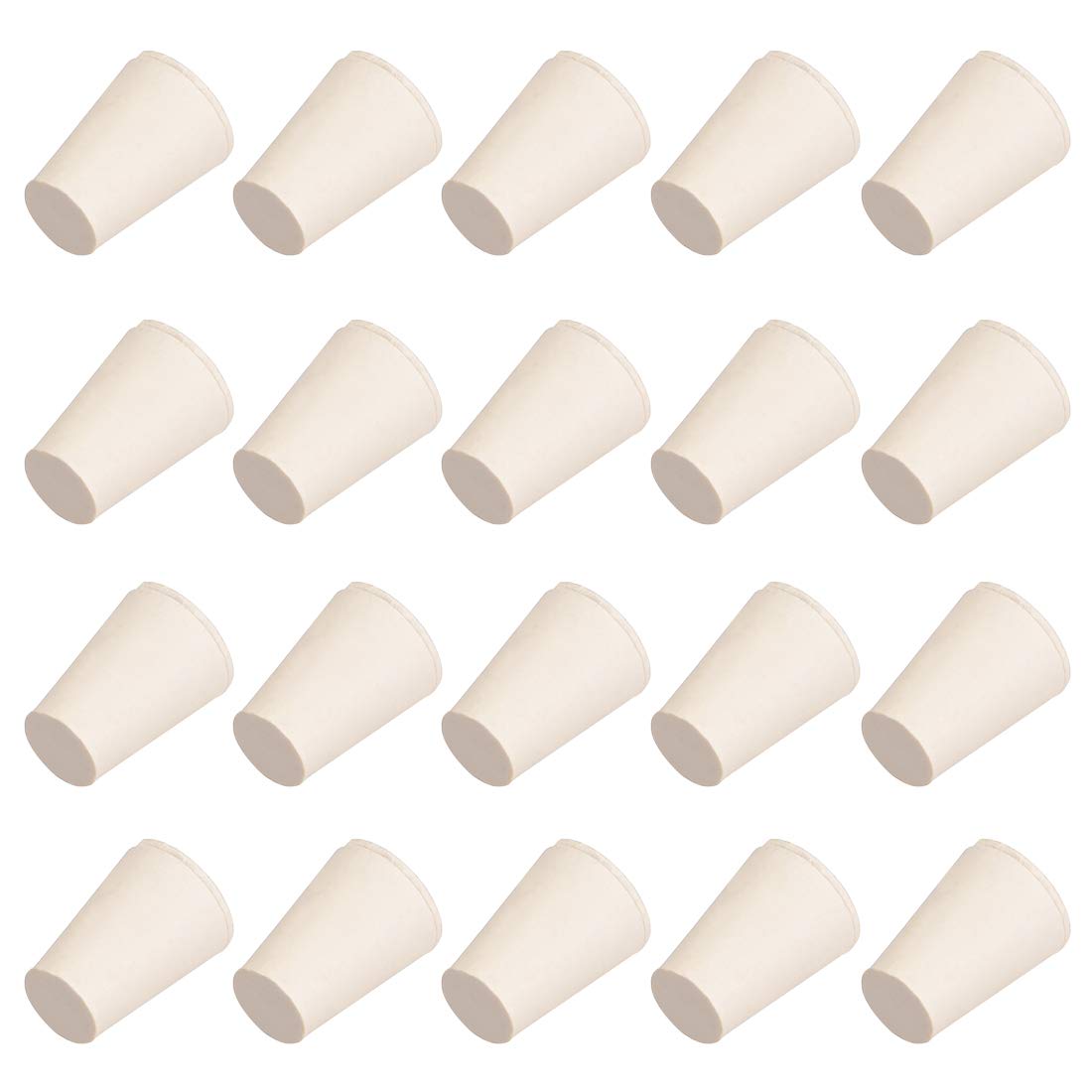 White Tapered Shaped Solid Rubber Stopper for Lab Tube Stopper Size 000 20Pcs