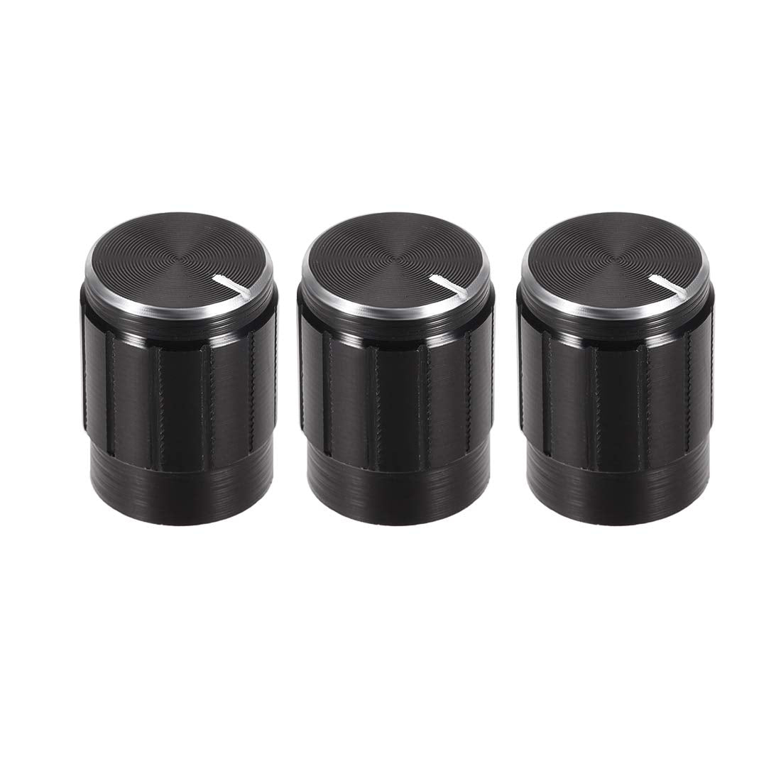3pcs Potentiometer Knob Cover Cap Black Aluminum 6mm Shaft Dia. Rotary Knob 13mm Dia. X 17mm Height Volume Control Knob