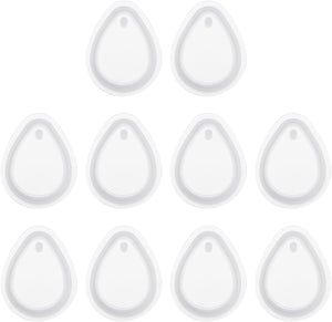 10 Pcs Teardrop Resin Keychain Moulds, Silicone Epoxy Mould Kit with Hole for Pendant Keychains Ornament Jewelry Art Crafts Making DIY Crafts, White