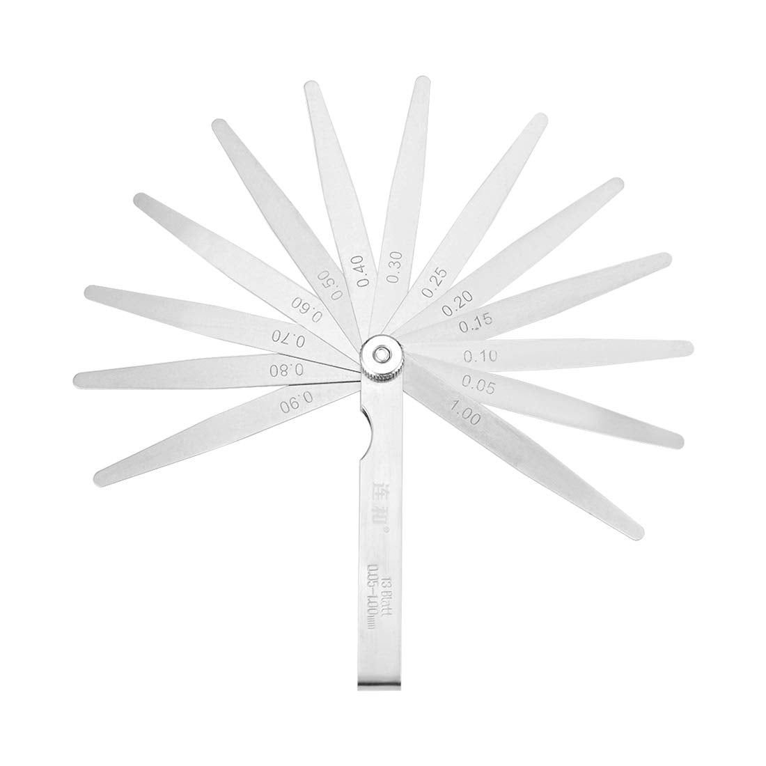 Metric Thickness Feeler Gauge 0.05-1.00mm 13 Blades Mn Steel Measuring Tool for Gap Width