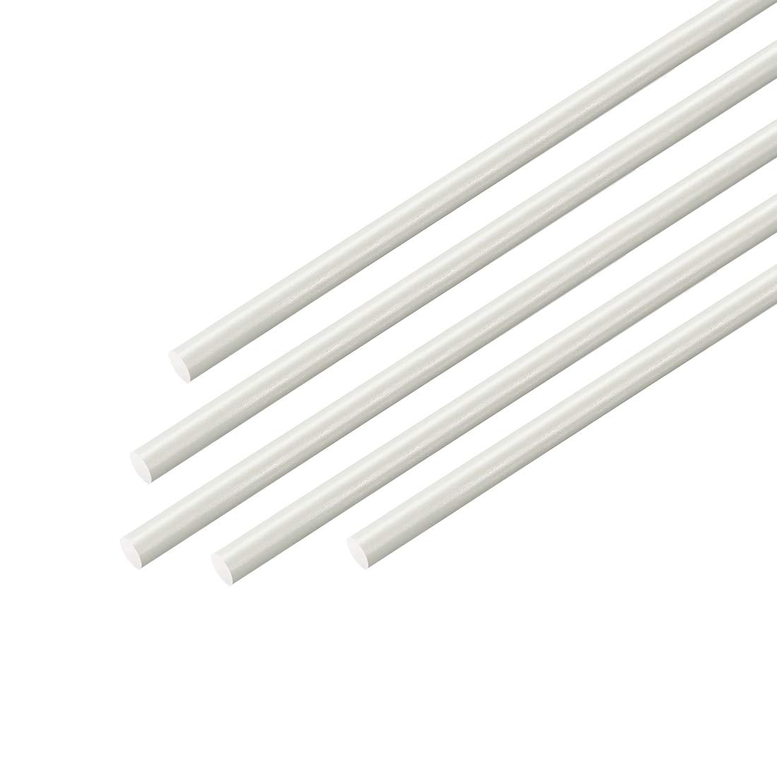Plastic Round Rod,3/32 inch Dia 20 inch Length,White FRP Fiberglass Round Rod Engineering Plastic Bar 5pcs