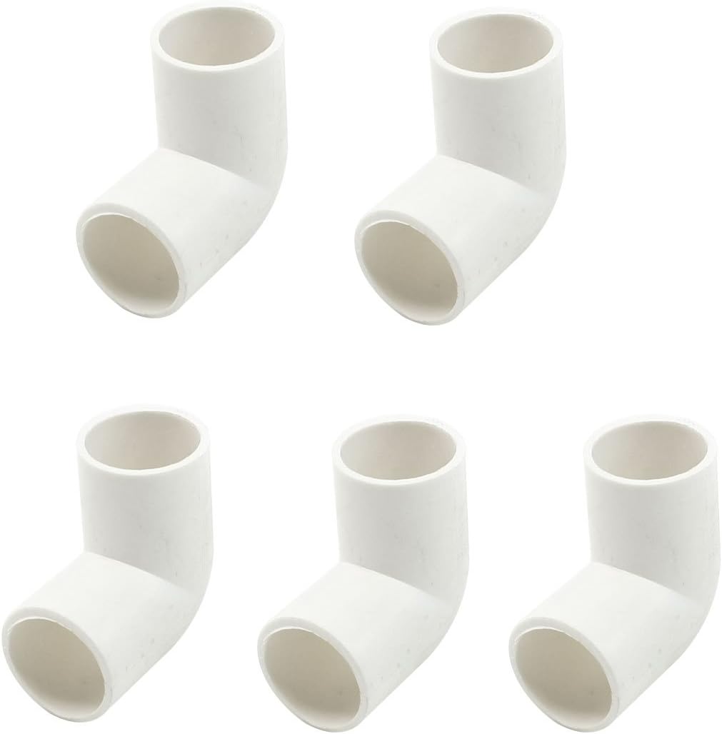5 Pcs 20mm Inner Diameter 90 Degree Elbow PVC Pipe Connectors White,41 x 41 x 23mm(LxWxD)