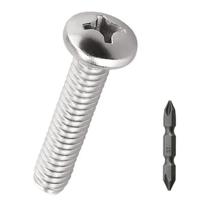 #10-24 x 2 Stainless Pan Head Machine Screws 25 Pcs, 18-8 (304) Stainless Steel Phillips Drive Pan Head, Full Thread, Bright Finish, No Coating, LinkMejor (with Double End Screwdriver Bit)