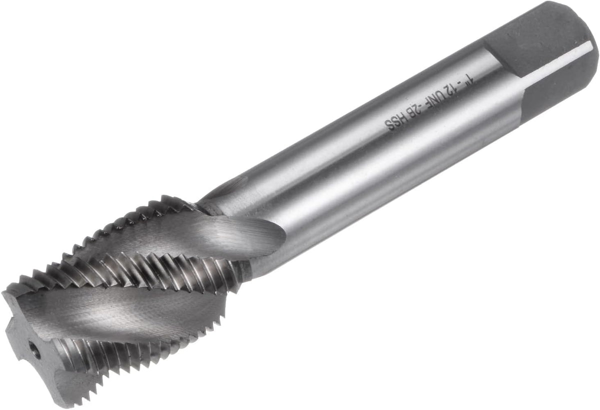 Spiral Flute Taps, 1-12 UNF 2B High Speed Steel (HSS) Uncoated Machine Thread Milling Threading Screw Tap 3 Flutes Tapping Tool