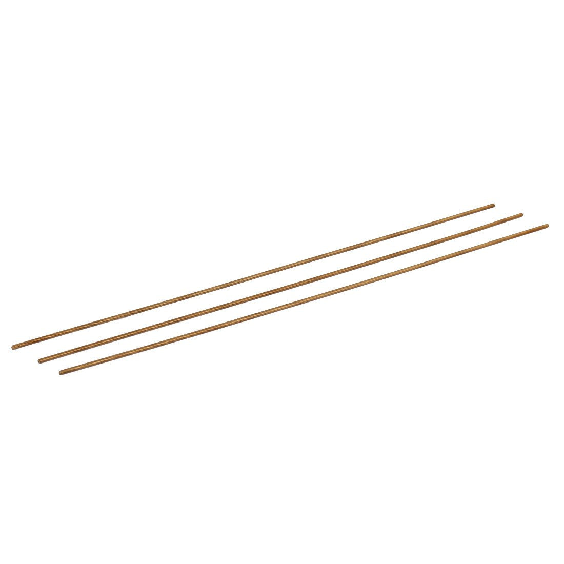 M2 x 250mm Male Threaded 0.4mm Pitch All Thread Brass Rod Bar Gold Tone 3 Pcs