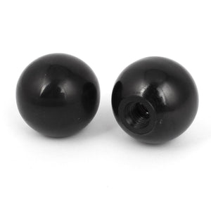 2 Pcs M10 x 28mm Thread Round Plastic 40mm Dia Ball Shift Knob Black
