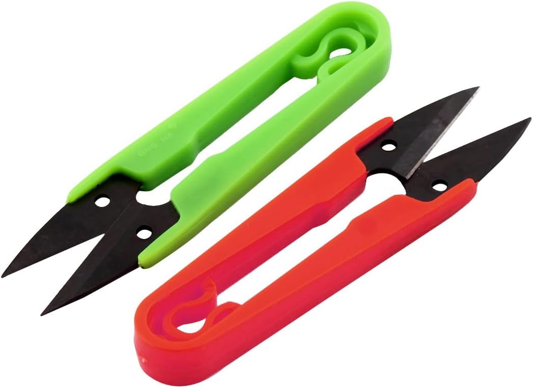 LinkMejor Plastic Grip Metal Blade Tailor Craft U-shaped Shear Sewing Tool Cutter Hardware Yarn Scissors 2 PCS