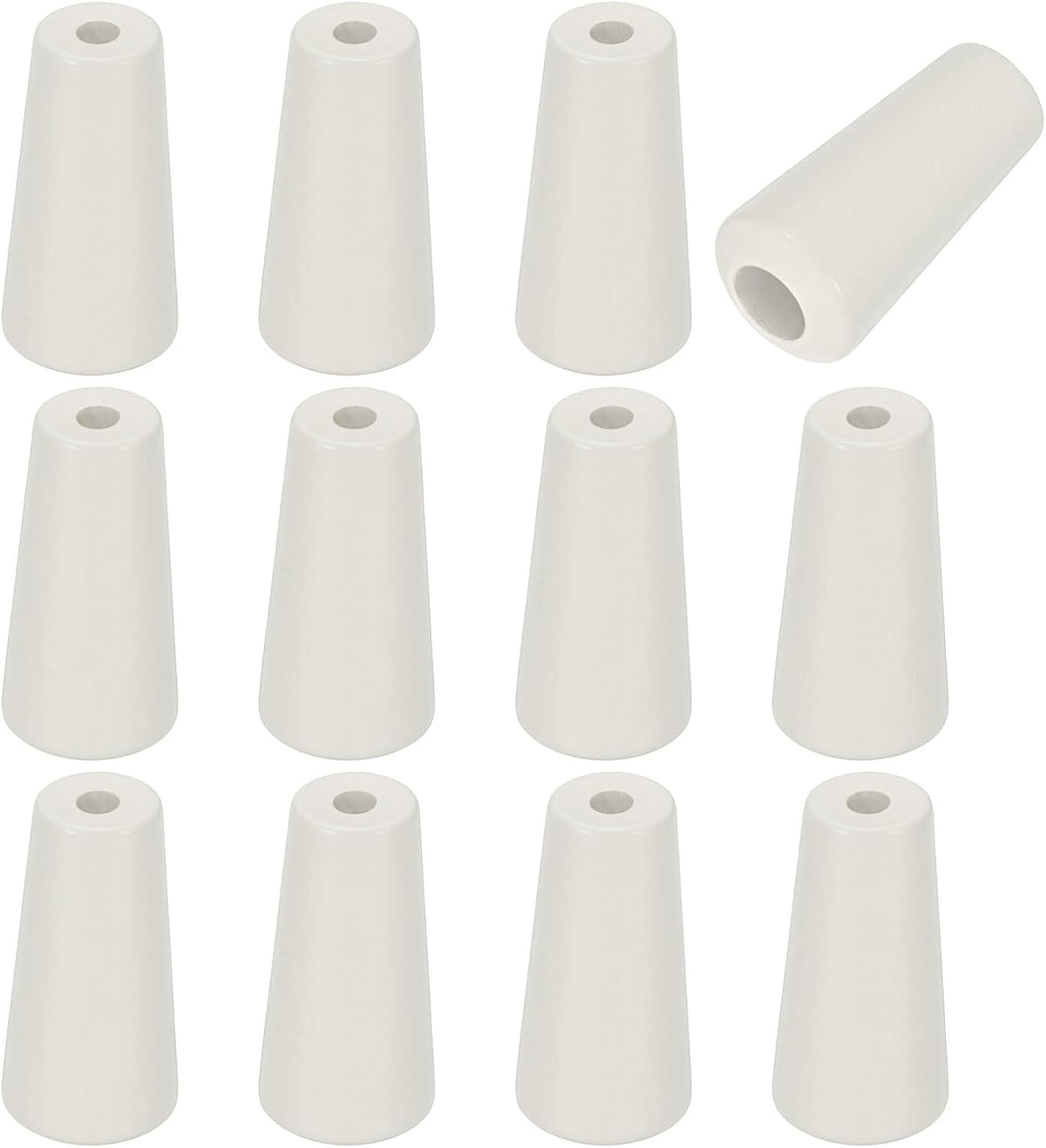12Pcs Cord Knobs, Wood Cord Tassel Drops Pull End Pendant Hanging Ball Pulls for Window Blinds Shade Curtain Craft, Creamy Cone