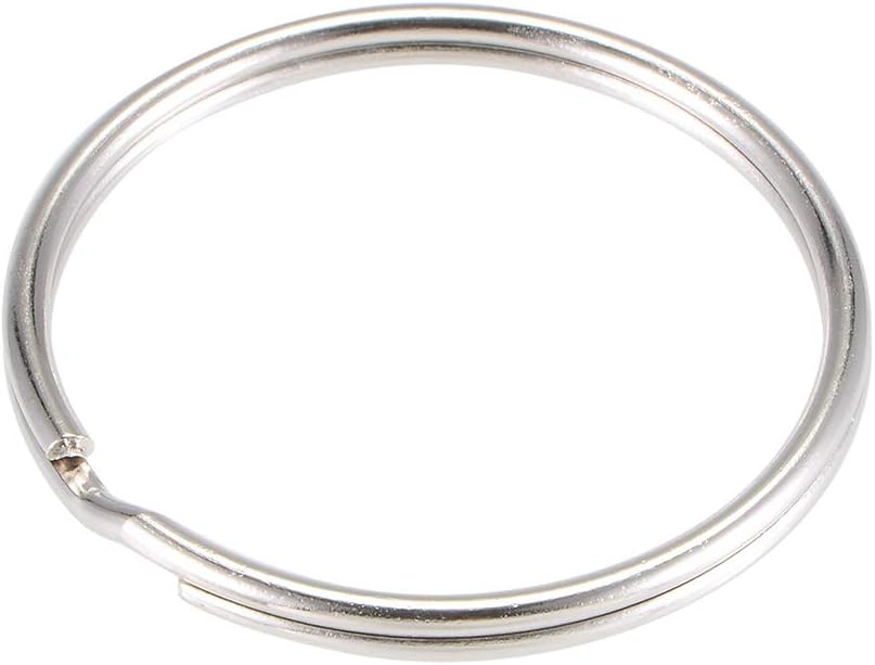 LinkMejor Split Key Ring 40mm Open Jump Connector for Lanyard Zipper Handbag, Nickel Plated Iron, Pack of 150