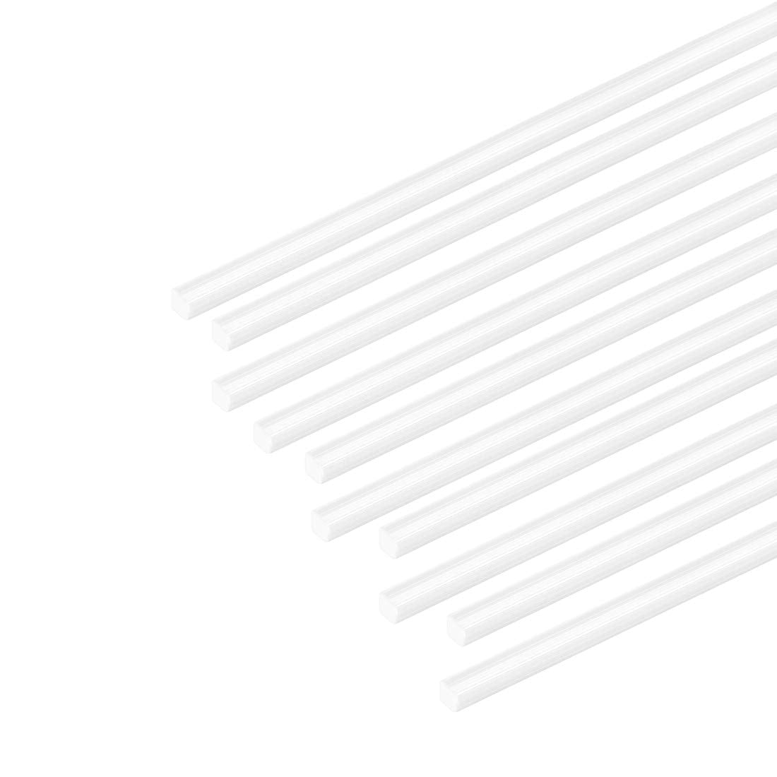 10pcs ABS Plastic Square Bars Rod 2mm×2mm×10inch for Architectural Model Making DIY White