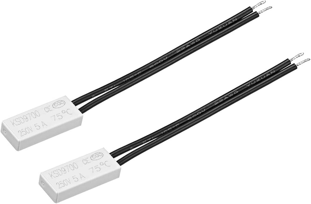 Normally Close Temperature Switch, 75℃ N.C 5A Thermal Switch Thermostat Temperature Control Switch Controller 2pcs