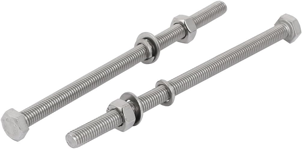 2 Set M8x140mm 304 Stainless Steel Hex Bolts w Nuts and Washers Assortment Kit