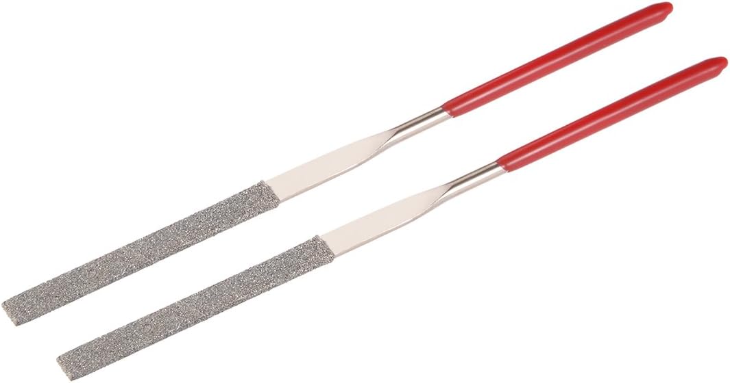 2pcs Flat Diamond Needles File 3mm x 140mm 150 Grit for Metal Glass Wood Stone Grinding Polishing Engraving