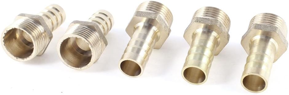 5 Pcs 3/8"PT Male Thread to 10mm Hose Barb Brass Straight Coupling Fitting
