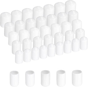 100pcs Round Rubber End Caps Protective Caps 16mm 18mm 20mm 22mm 24mm White Screw Thread Protectors