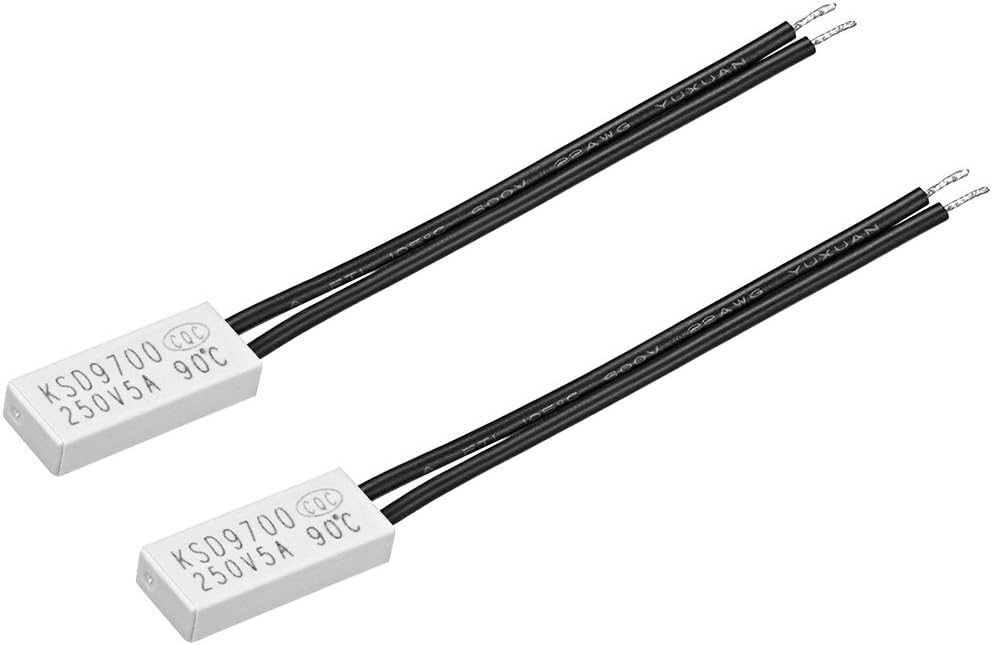 Normally Close Temperature Switch, 90℃ N.C 5A Thermal Switch Thermostat Temperature Control Switch Controller 2pcs