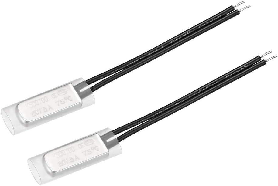 KSD9700 Thermostat, 75℃ Normally Close Temperature Switch Thermal Switch, N.C 5A Metal Temperature Controller 2pcs