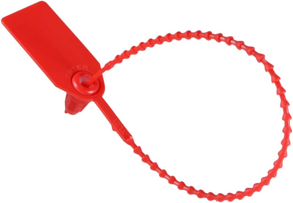 Plastic Zip Ties Seals Anti-Tamper 246mm Length for Container Luggage, Red, Pack of 20