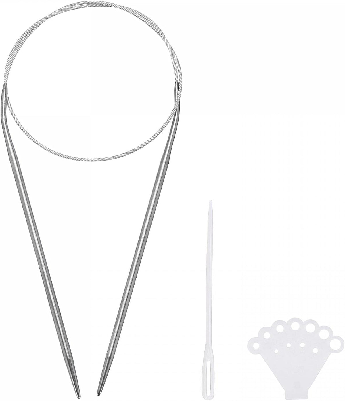 Circular Knitting Needles Kit, 25.2 Inches Length 4mm Dia Round Stainless Steel Sweater Needle for Handmade Projects DIY Knitting