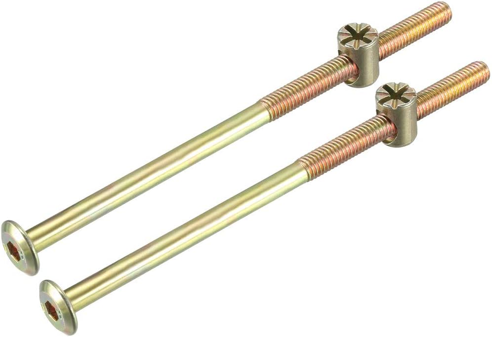 M6x120mm Furniture Bolt Nut Set Hex Socket Screw 40mm Thread Length with Barrel for Beds Headboards Chairs 2 Sets
