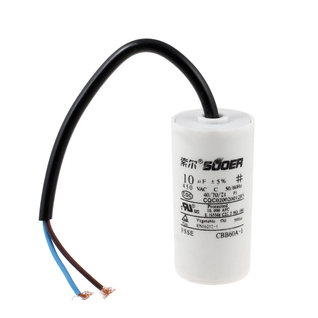 CBB60A-1 10Uf AC 450V Washing Machine Polypropylene Film Capacitor
