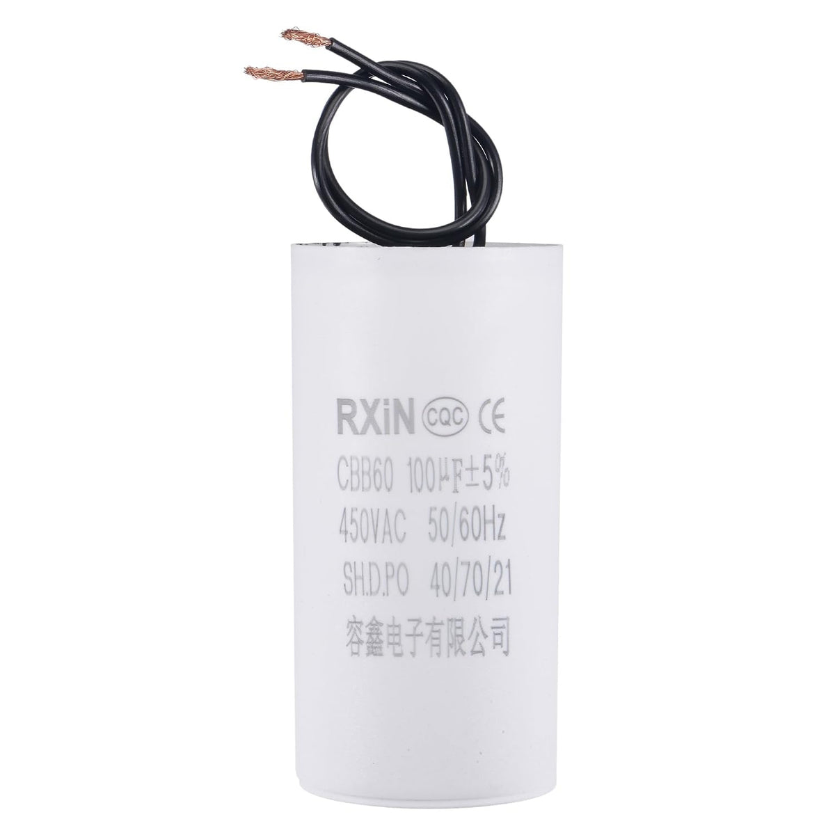 CBB60 Run Capacitor 100uF 450V AC 2 Wires 50/60Hz Cylinder 120x60mm for Air Compressor Water Pump Motor