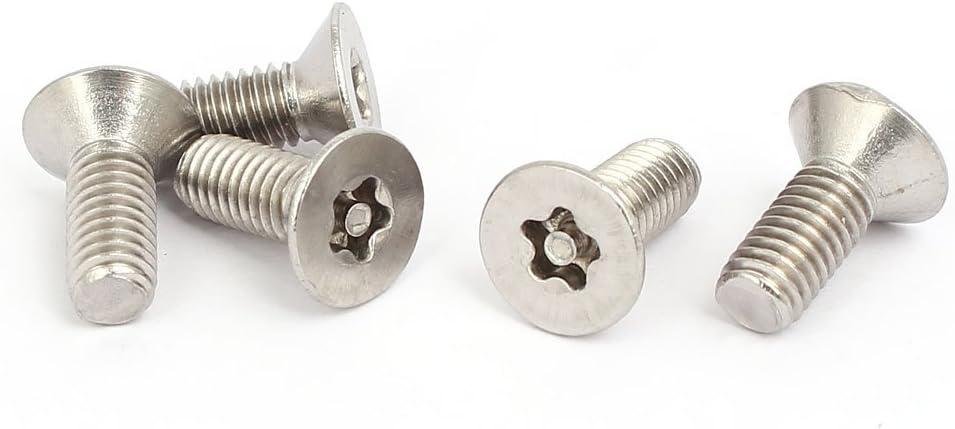 M6x16mm 304 Stainless Steel Flat Head Torx Five-Lobe Tamper Screw 5pcs