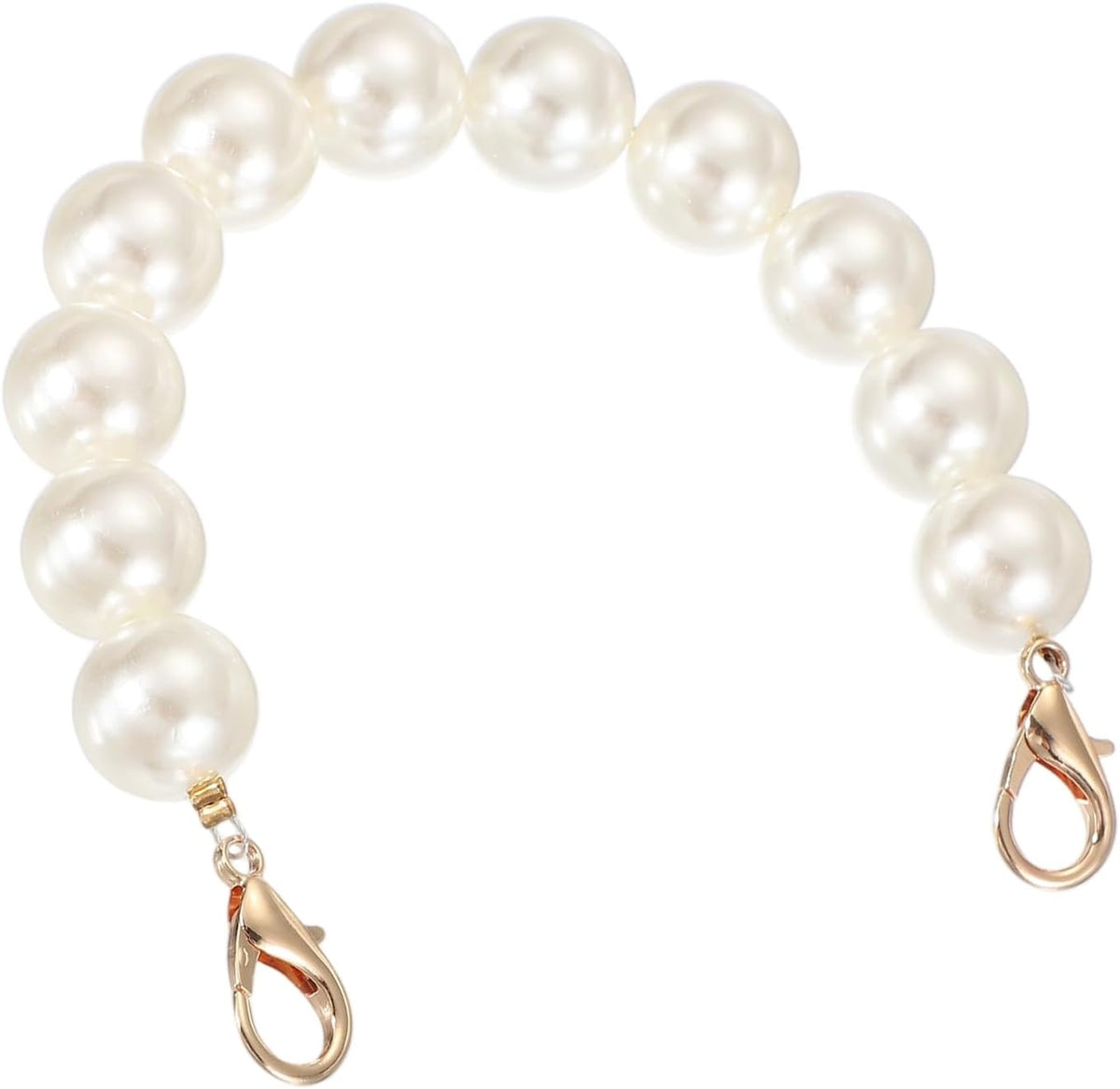 Imitation Pearl Purse Strap, 10" Bag Extender Chain with Lobster Buckle Handbag Purse Chain Replacement Beaded Strap for DIY Handbag Hang Bag Accessories, 18mm Gold