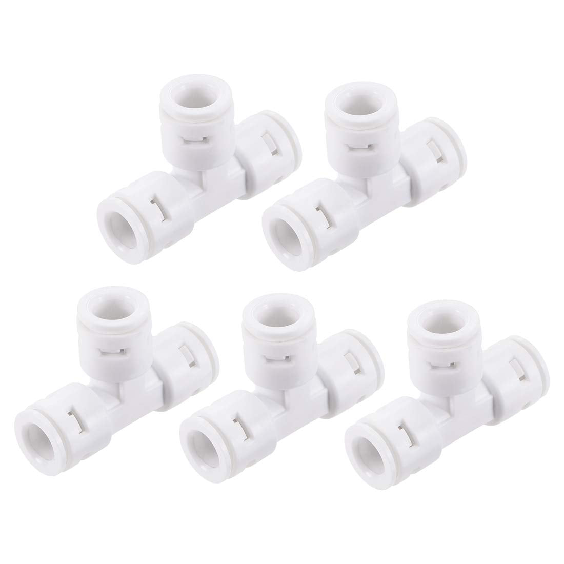 Quick Connector 3 Way T Type 3/8" Push Fit Connect Fittings for RO Water Purifier, 54x37mm White 5Pcs