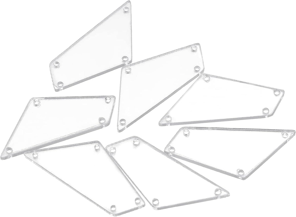 50Pcs Sew on Mirrors, Irregular Acrylic Mirrored Rhinestones Beads for Costume Dress Bags Garment Decoration (39.5x18.3mm, Silver)