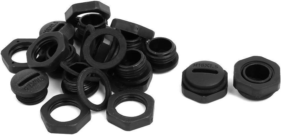 M16 Nylon Male Threaded Cable Gland Screw End Cap Cover Black 10pcs