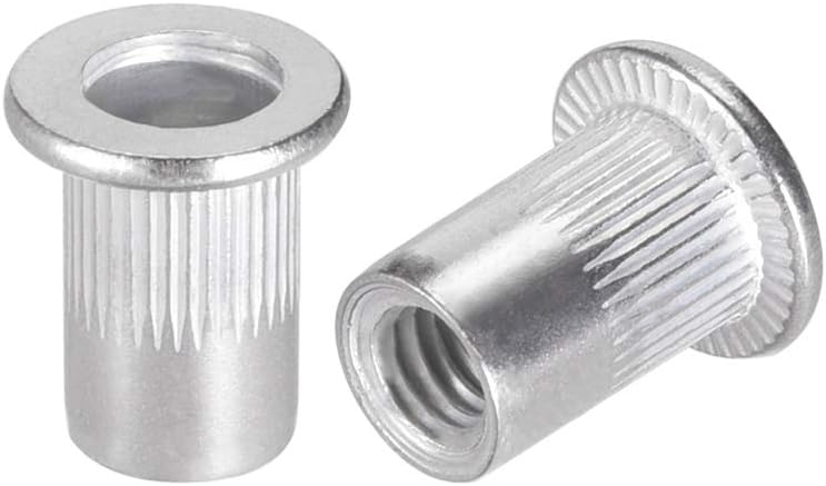 M6 Aluminum Alloy Rivet Nuts Flat Head Insert Nutsert 100 Pcs