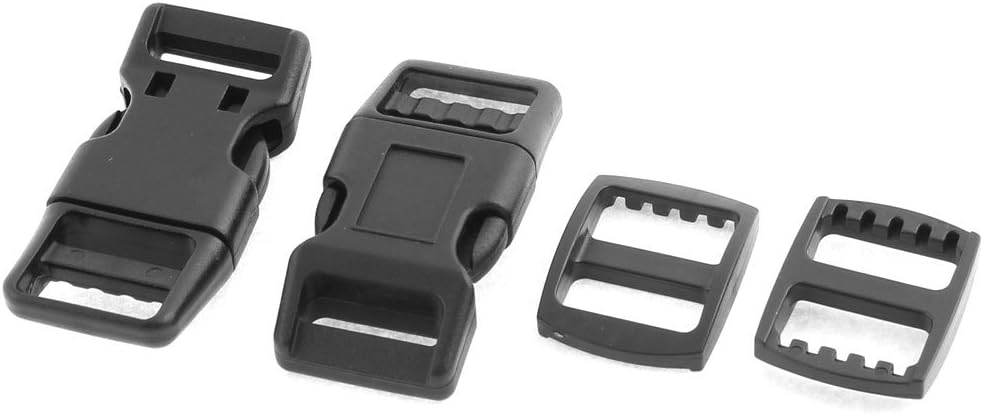 LinkMejor Plastic Luggage Backpack Strap Side Release Buckle 2 Pcs w Hook 2pcs