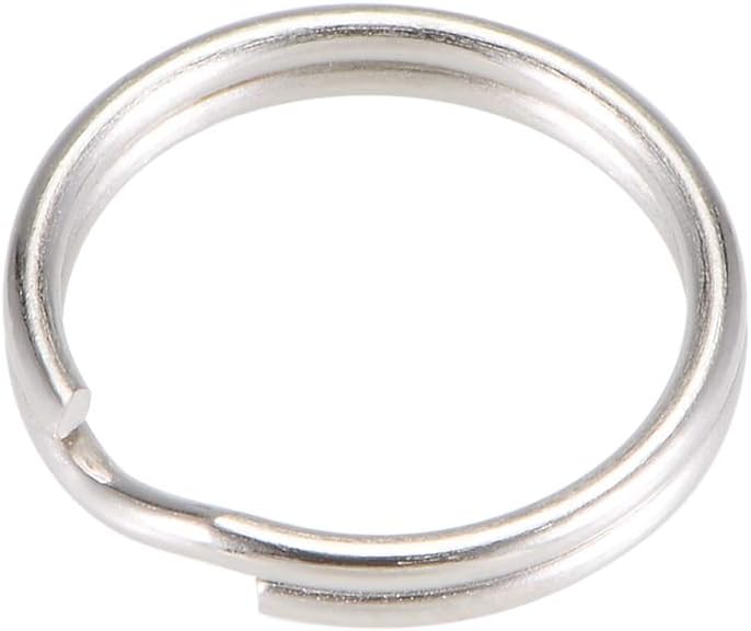 LinkMejor Split Key Ring 15mm Open Jump Connector for Lanyard Zipper Handbag, Nickel Plated Iron, Pack of 50